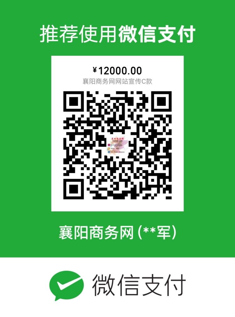 襄阳商务网网站宣传C款12000元收款码